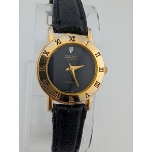 Prestige by Waltham Diamond Dial 25mm Watch‎ Black Leather Band- New Battery